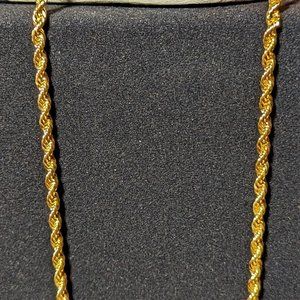 3mm 18 inch Gold Plated Men's Rope Necklace